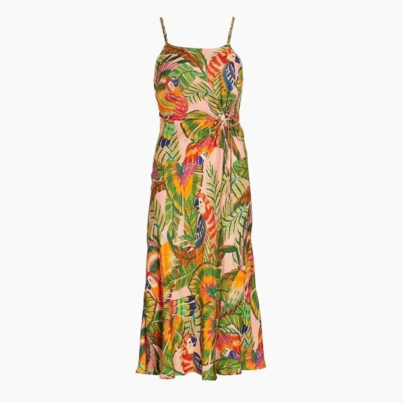 FARM RIO NWT Macaw Leaves Cut-Out Midi Dress Size L $225.00 NWT - Picture 3 of 10